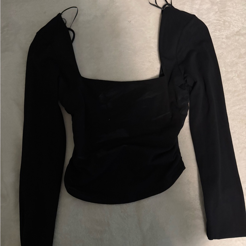 Zara Black Asymmetrical Cut Out Bodysuit